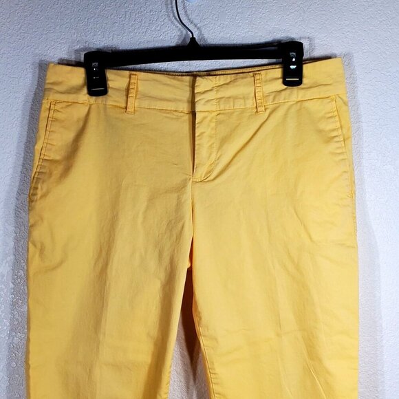 Kut from the Kloth Bright Yellow Size 8 Crop Trouser Cotton Stretch Chino Pants - Picture 8 of 12